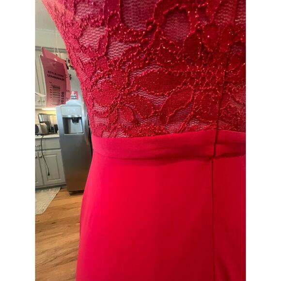MORGAN AND CO. DEEP PINK LACE BODICE FLOOR LENGTH NWT SIZE 6 - Picture 11 of 13